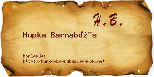 Hupka Barnabás névjegykártya