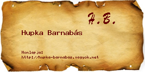 Hupka Barnabás névjegykártya